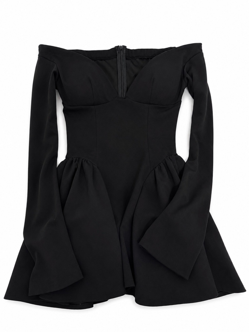 🖤 Black Off-the-Shoulder Corset Mini Dress | Bell Sleeve | NEW
